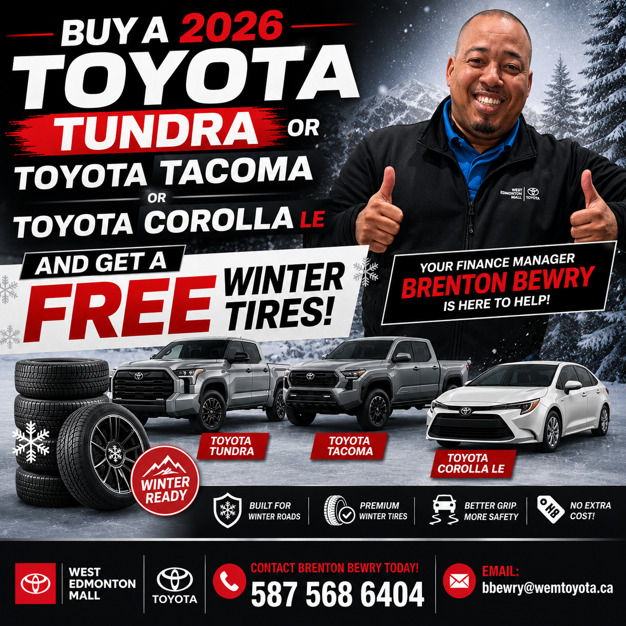 Free winter tires on qualifying 2026 Toyota models